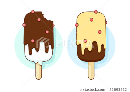 插图素材: icon chocolate and lemon ice cream different