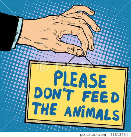 插图素材: hand sign please dont feed the animals