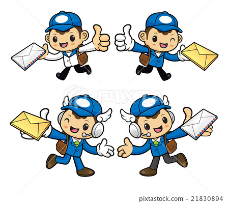 插图素材: postman character is having delivered letter.