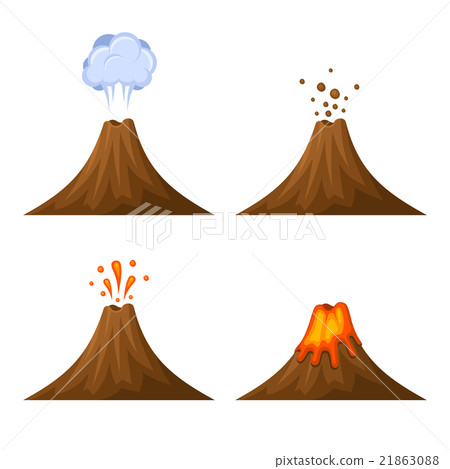 图库插图: volcano icon set isolated on white background