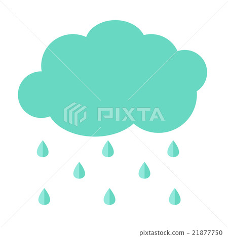 插图素材: cloud flat icon with rain drops. simple vector