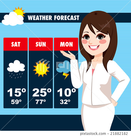 插图素材: tv news weather reporter woman