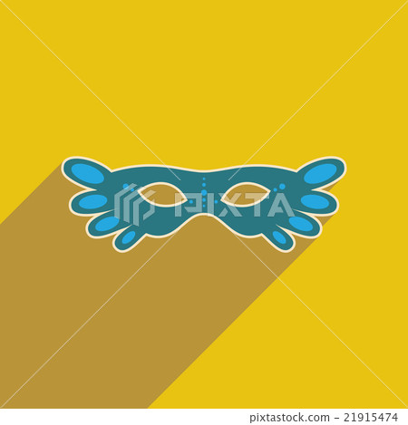 flat mask,blackmask 插图素材: flat web icon with long shadow carnival mask