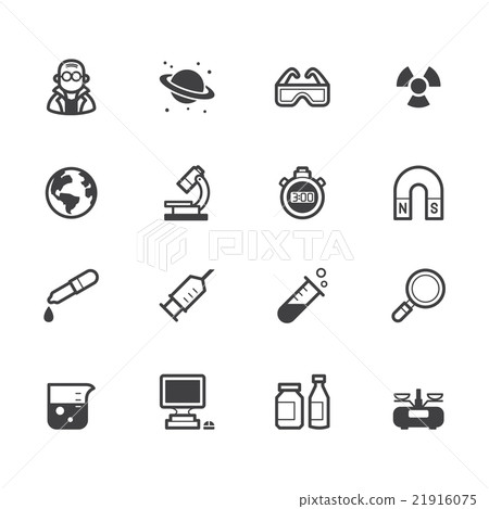 插图素材: science element vector black icon set on white bg