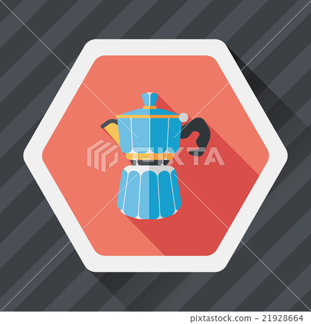 插图素材: coffee kettle flat icon with long shadow,eps10