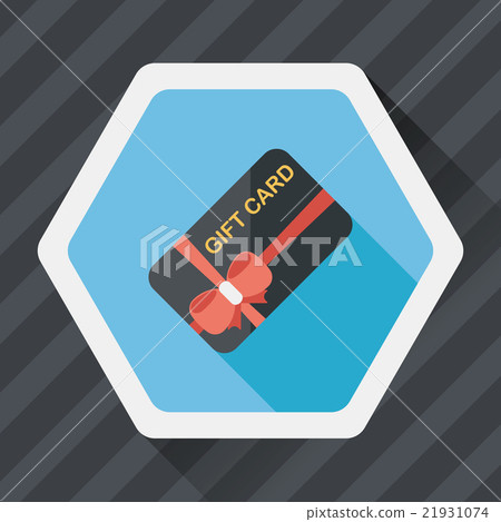 插图素材: shopping gift card flat icon with long shadow,eps10