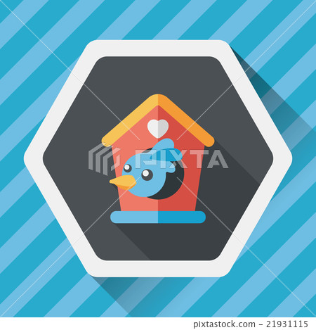 图库插图: pet bird house flat icon with long shadow,eps10