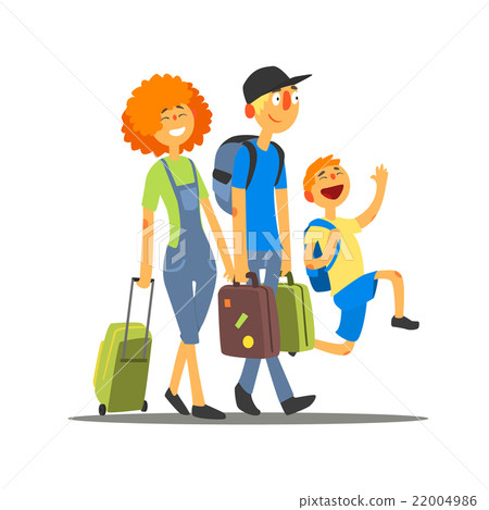 插图素材: travelling family going on vacation