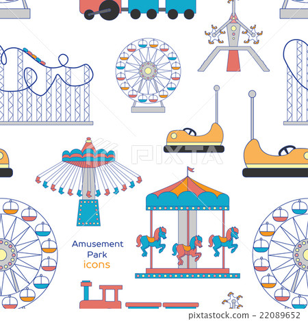 插图素材: amusement park icons pattern