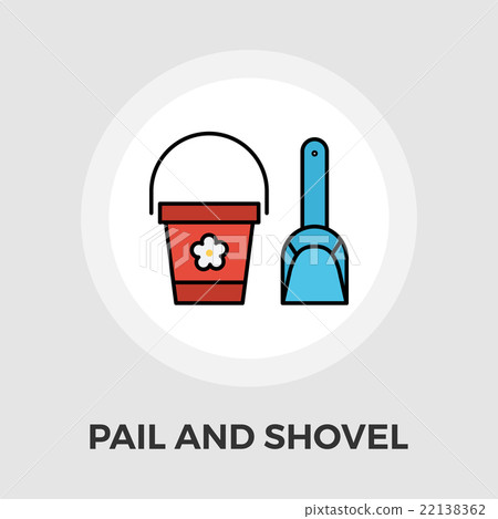 图库插图: pail and shovel vector flat icon