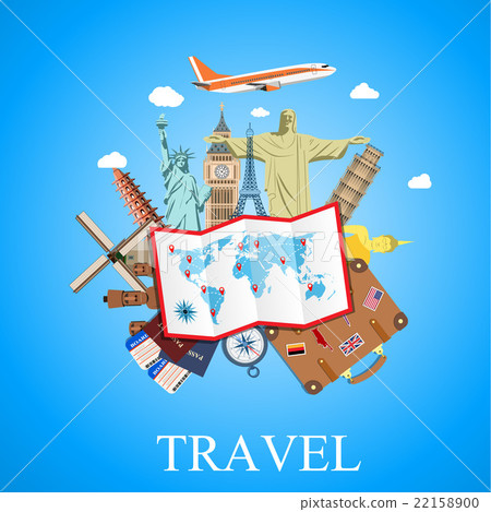 插图素材: travel by plane .