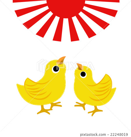 插图素材: 新年贺卡材料 小鸡 今年的头一个落日