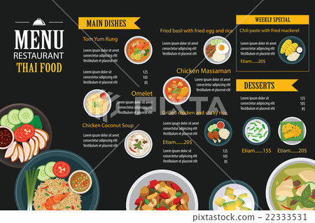 插图素材: thai food restaurant menu template flat design 查看