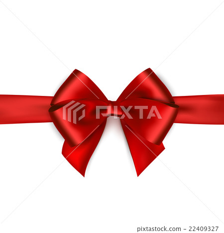 插图素材: shiny red satin ribbon on white background