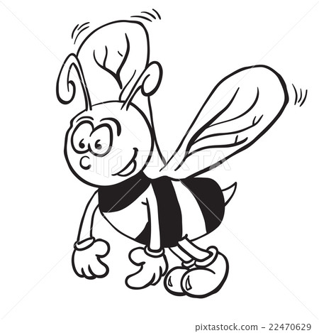 插图素材: simple black and white bee cartoon