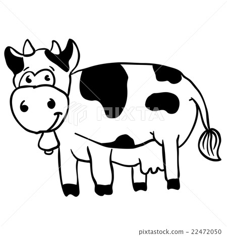 插图素材: simple black and white cow