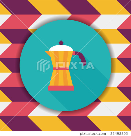 插图素材: coffee kettle flat icon with long shadow,eps10