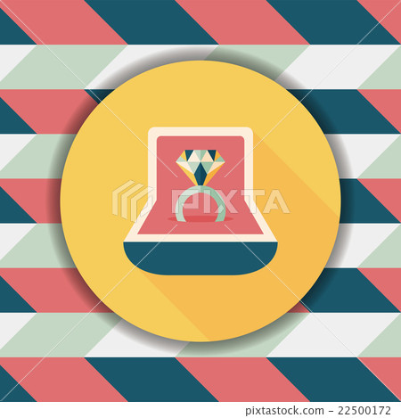插图素材: propose diamond ring flat icon with long shadow,eps10