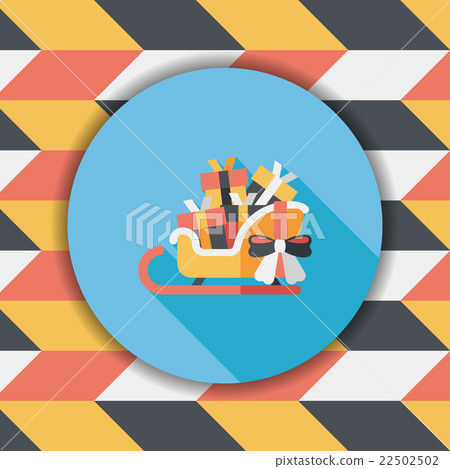 christmas sleigh gift basket flat icon with long shadow,eps10