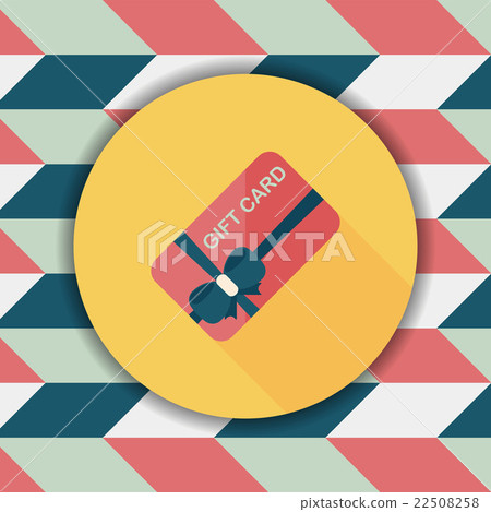插图素材: shopping gift card flat icon with long shadow,eps10