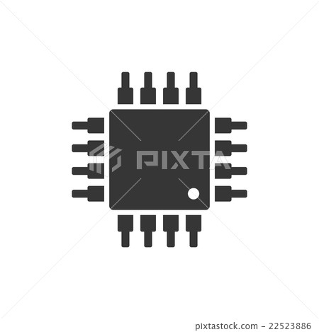 图库插图: chip cpu microprocessor icon. vector