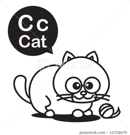 插图素材: c cat cartoon and alphabet for children