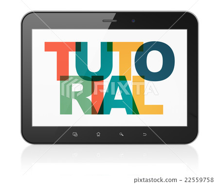 插图素材: education concept: tablet computer with tutorial