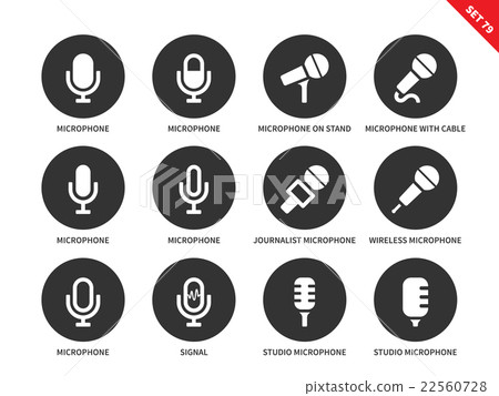 插图素材: microphone icons on white background
