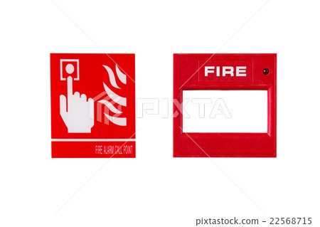 图库照片: fire alarm sign isolated on white background