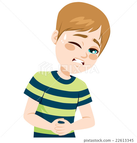 插图素材: boy suffering stomachache