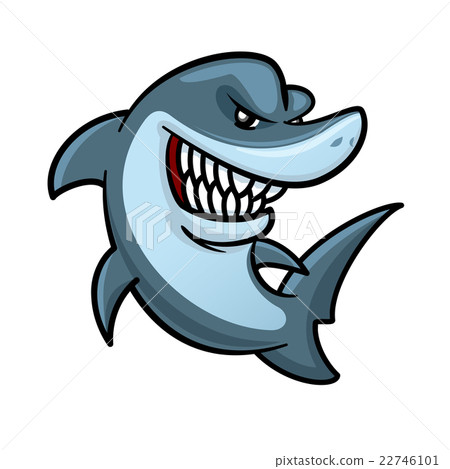 插图素材: hungry shark with toothy smile cartoon character