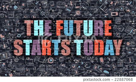 插图素材: multicolor the future starts today on dark