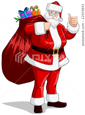 插图素材: santa claus with bag of presents for christmas
