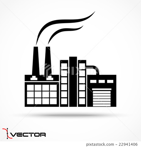 插图素材: industrial factory icon on gray background