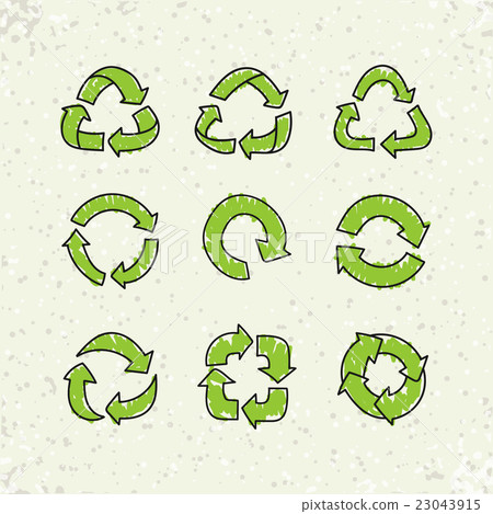 插图素材: set of sketch doodle vector recycle reuse symbol