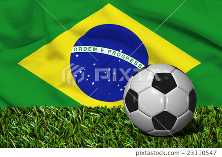 图库插图: soccer ball with brazil flag, 3d rendering