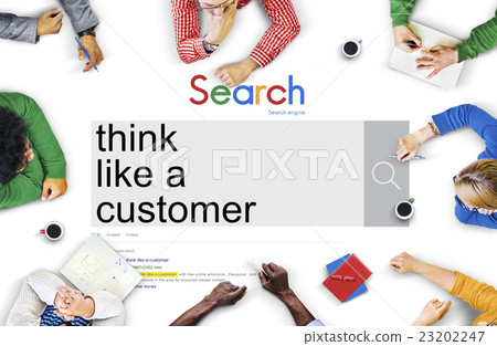 图库照片 think like a customer satisfaction service marketing