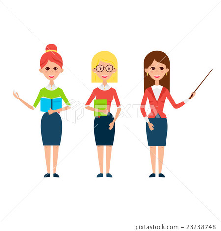 插图素材: woman teacher flat characters