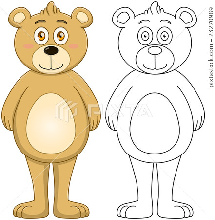 插图素材: cute brown teddy bear with lineart