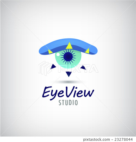 插图素材: vector eye logo, visual media sign.