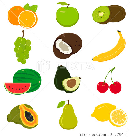 插图素材: set of colorful cartoon fruit icons isolated 查看全部