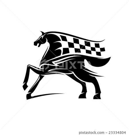 插图素材: horse with mane as checkered race flag symbol 查看全部