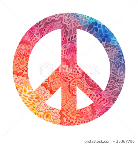 插图素材: watercolor peace symbol