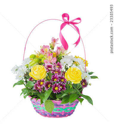 图库照片: various flowers in basket