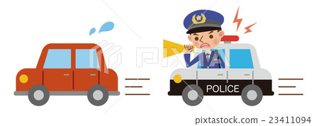 插图素材: 警察 警车 巡逻车