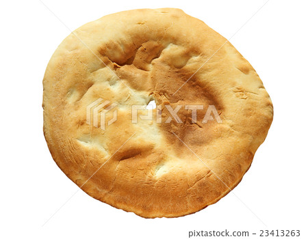 图库照片: round lawash bread isolated on white.top view.