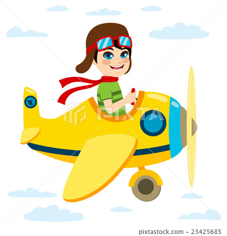 图库插图: kid flying plane