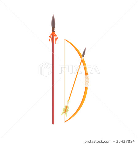 插图素材: african spear, bow and arrow realistic simplified