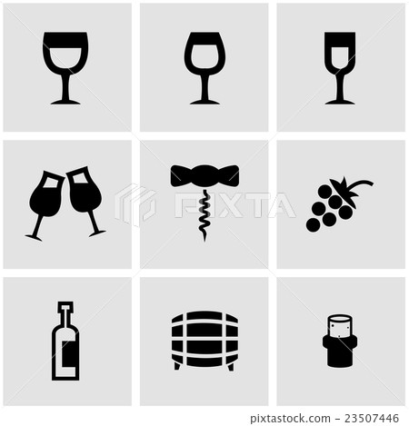 插图素材: vector black wine icon set