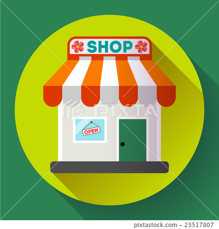 插图素材: store front vector icon flat design small shopping